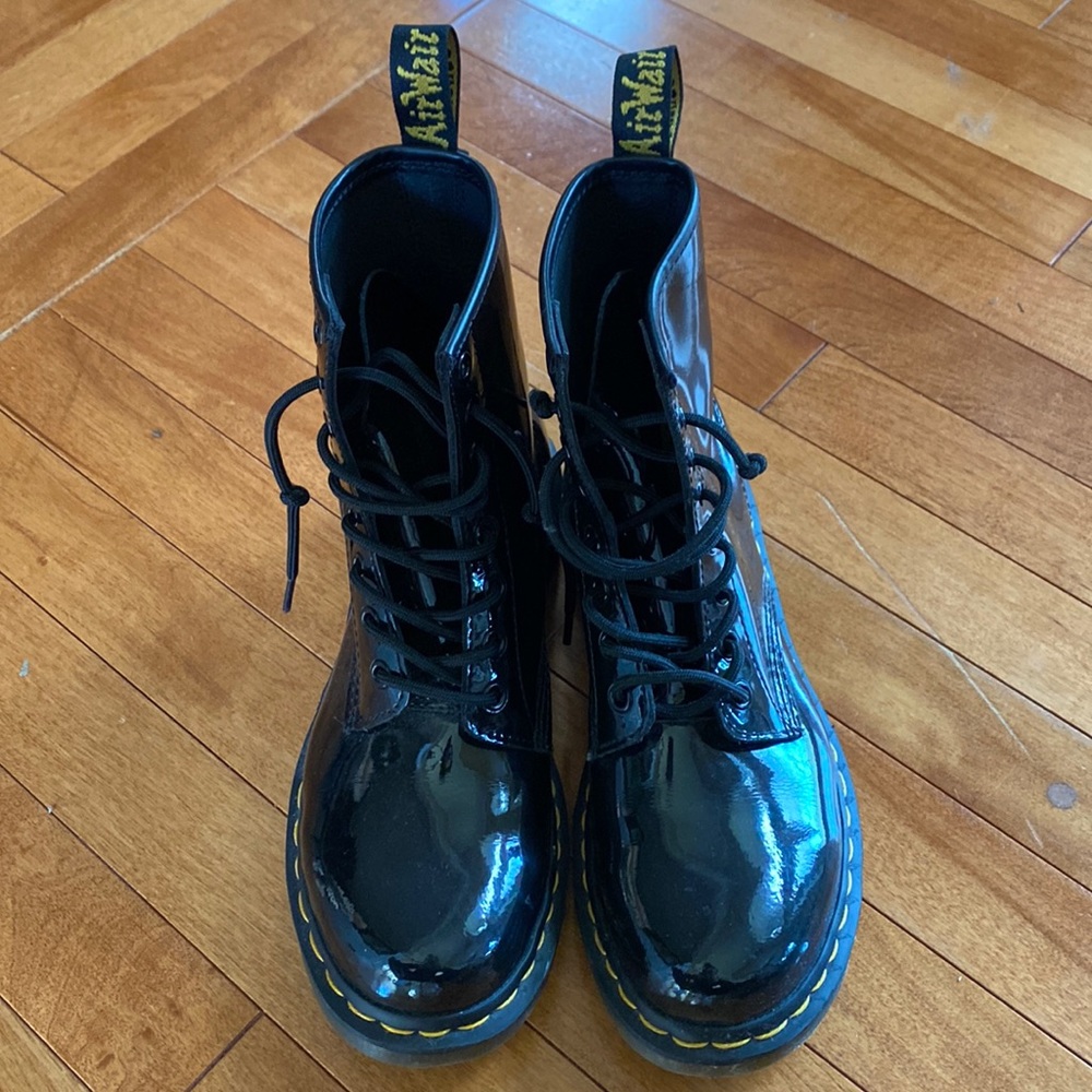 Dr. Martens patent black boots